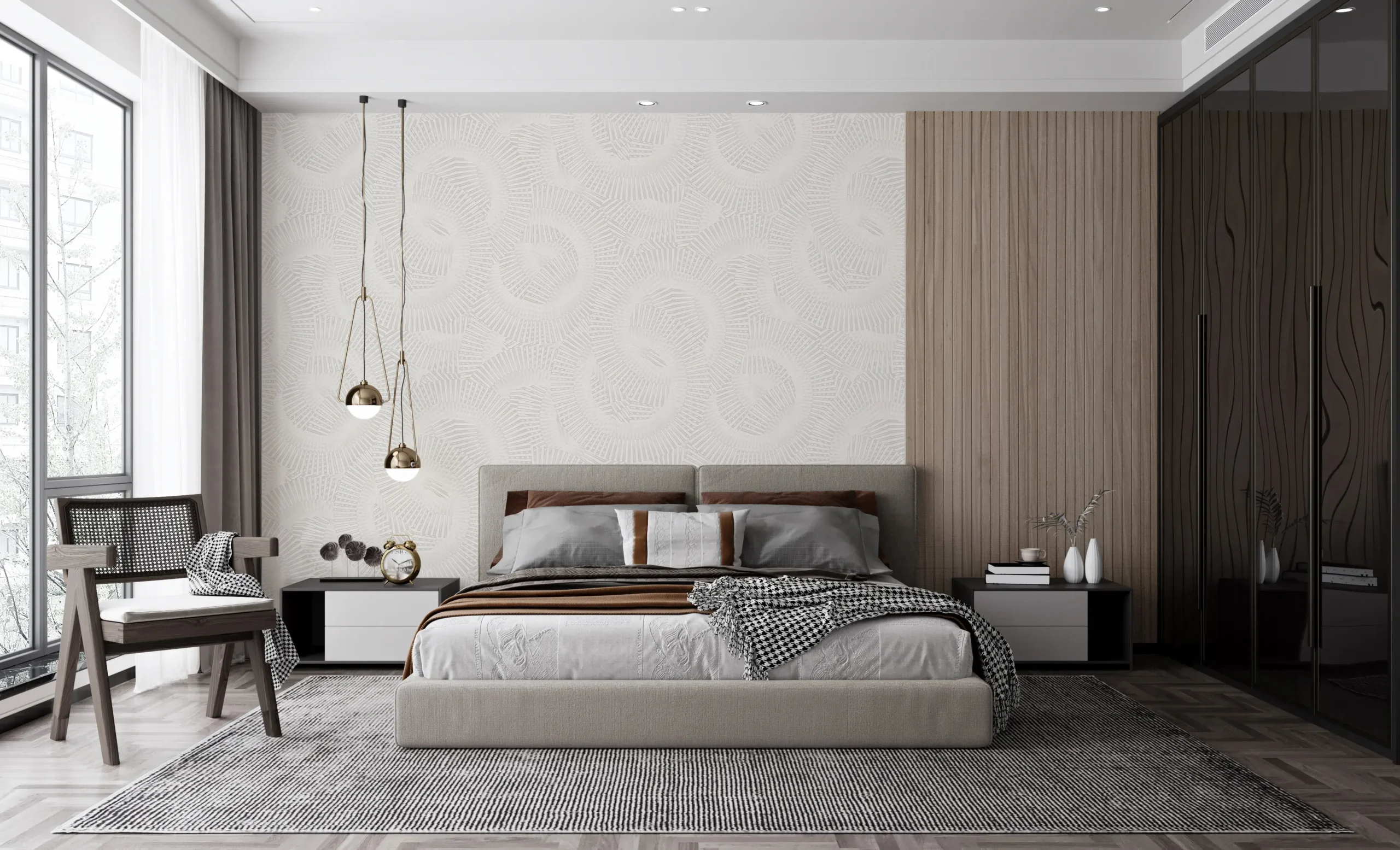 Beige Embossed Wallpaper – Natural Glitter (24103-1)